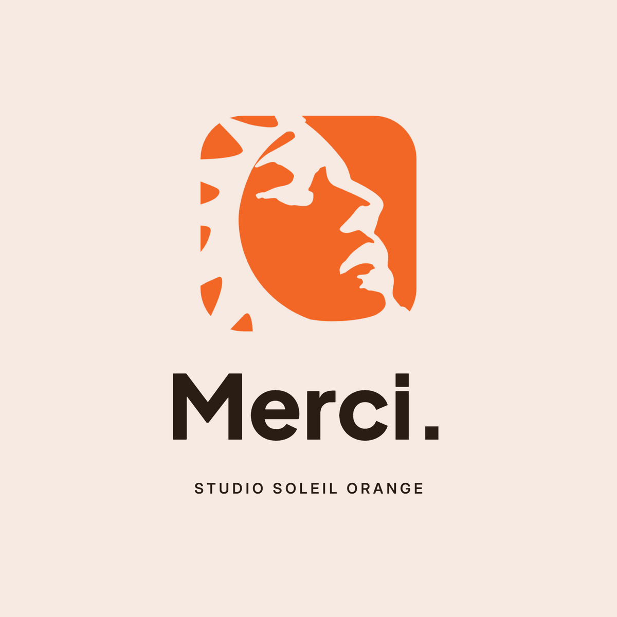 Merci. Studio Soleil Orange : le logo du studio sur fond crème