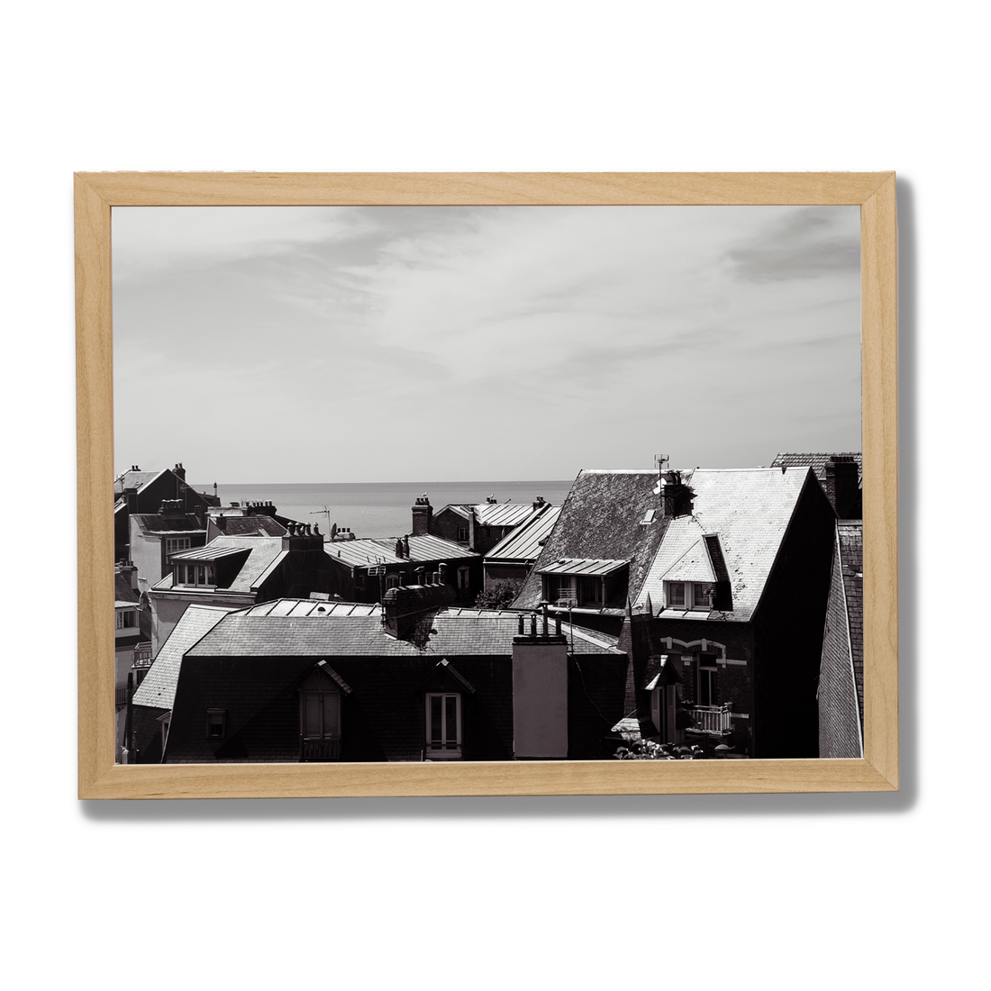 Tirage photo noir et blanc des toits Belle Époque de Mers-les-Bains encadré