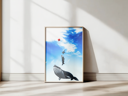 Baleines cerfs-volants, Dieppe - tirage couleur sans cadre vu de trois quarts - Corentin GMT
