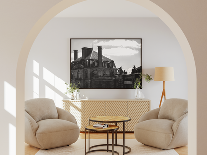 Palais Rohan, Strasbourg - tirage N&B dans un salon sous arche - Corentin GMT