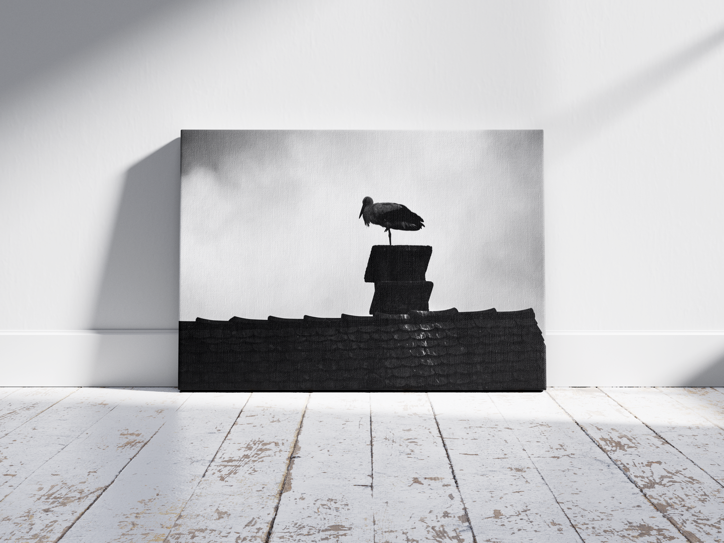 Cigogne à Strasbourg, tirage photo d'art noir et blanc - Corentin GMT