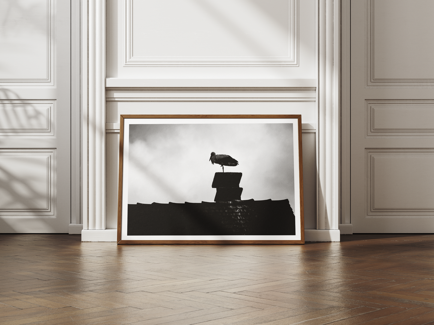 Cigogne à Strasbourg, tirage photo d'art noir et blanc - Corentin GMT