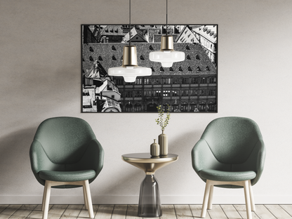 Neue Bau, Strasbourg - tirage N&B dans un salon avec fauteuils - Corentin GMT