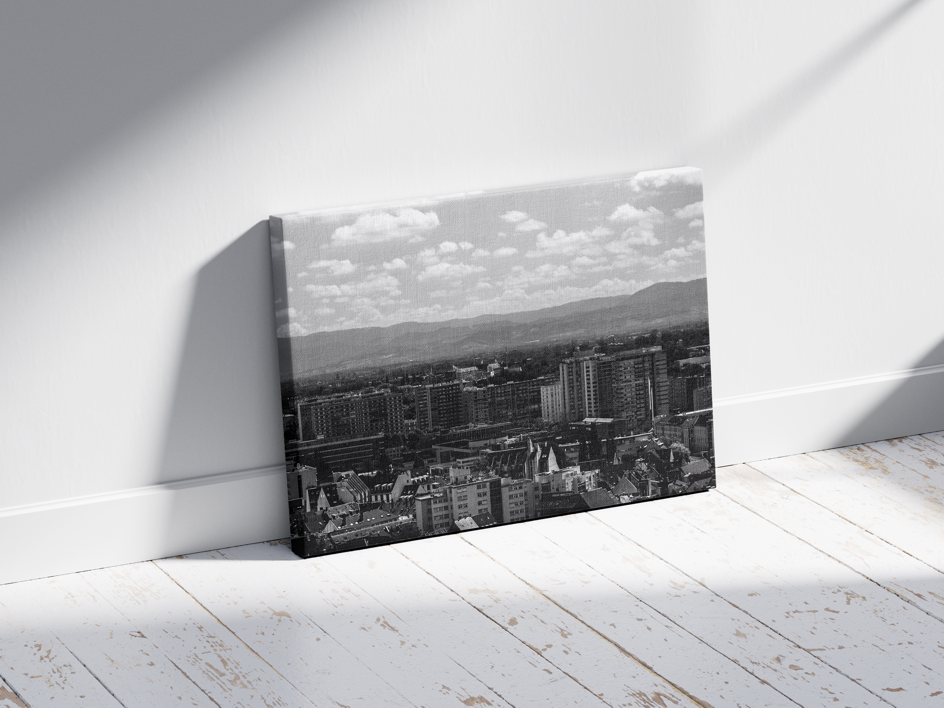 Panorama de Strasbourg et montagnes à l'horizon, tirage noir et blanc - Corentin GMT