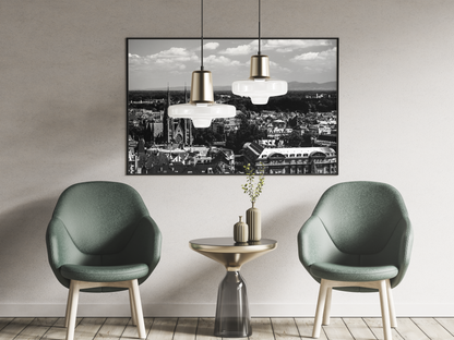 Église Saint-Paul, Strasbourg - tirage N&B dans un salon avec fauteuils - Corentin GMT