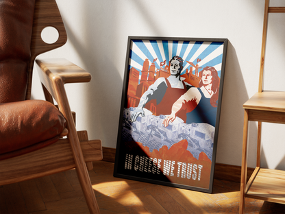 Poster In Cheese We Trust - affiche encadrée noire posée au sol - Corentin GMT