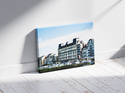 Façade Belle Époque, Dieppe - tirage couleur sans cadre posé au sol de trois quarts - Corentin GMT